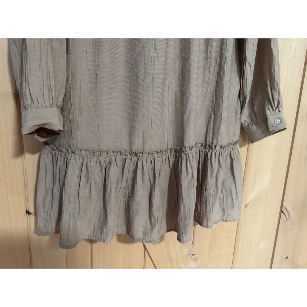 ZARA Women's Tan Button-Down DRESS - Picture 8 of 11
